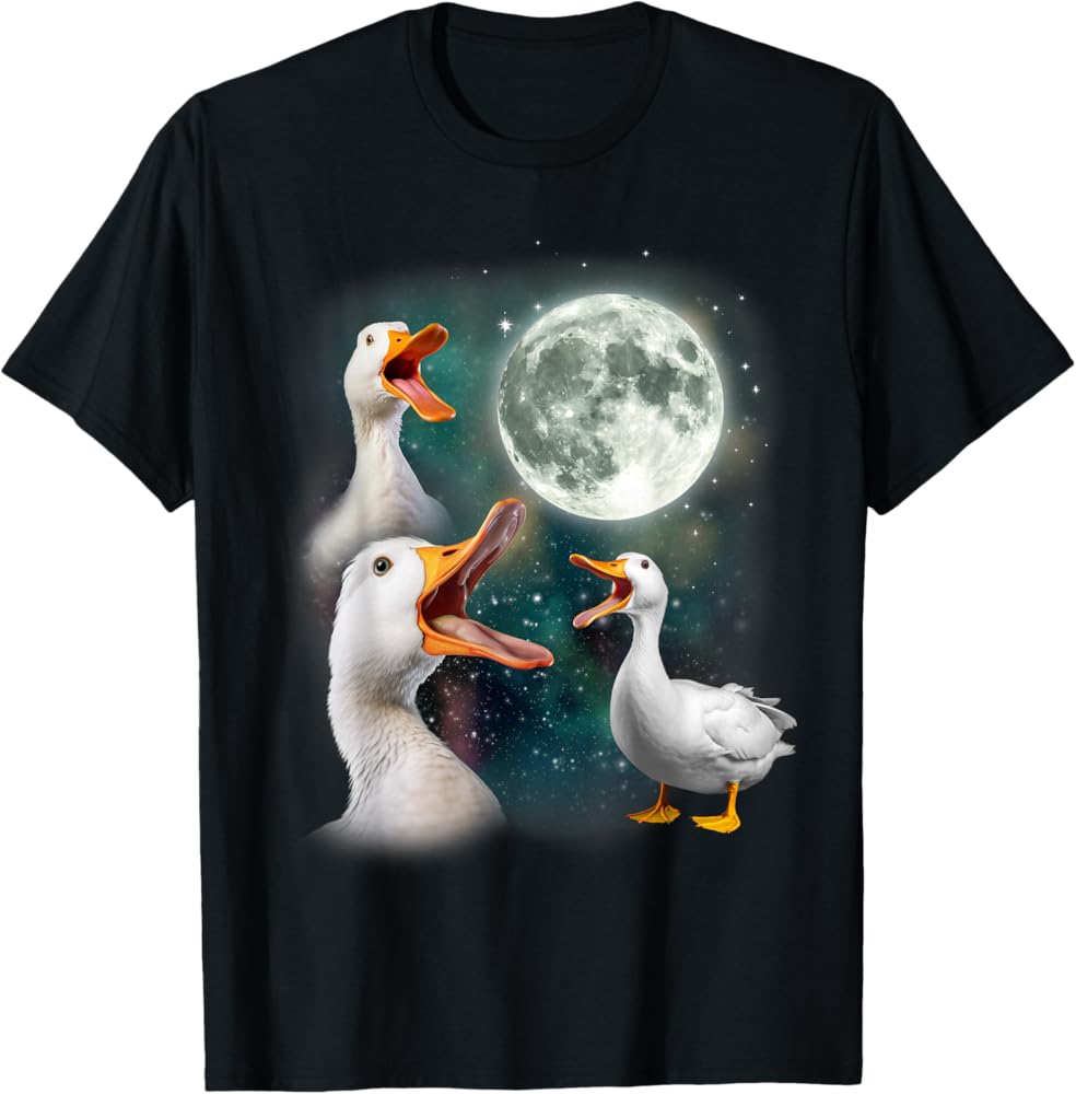 Amazon.com: 3 Ducks Howl At Moon | Funny Weird Cursed Pekin Duck
